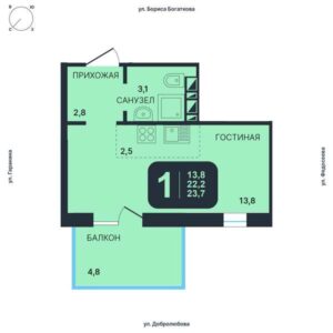 Планировки квартир в Доме 1 в ЖК Никольский Парк