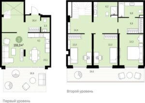 Планировки квартир в доме 43-2 в ЖК Европейский Берег в Новосибирске
