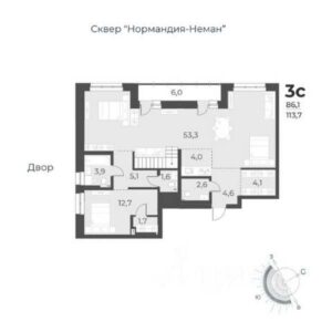 Планировки квартир в Доме 3 в ЖК Нормандия-Неман в Новосибирске
