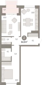 Планировки квартир в доме 6-2 в ЖК На Декабристов в Новосибирске