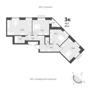 Планировки квартир в доме 5 в ЖК Дежнёв в Новосибирске