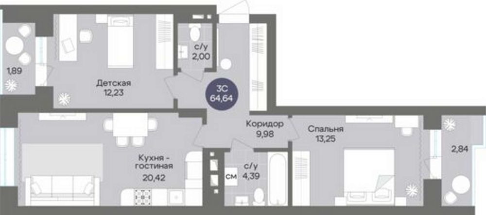 Планировки квартир в Доме на Рубиновой в составе Квартала на Российской в Новосибирске