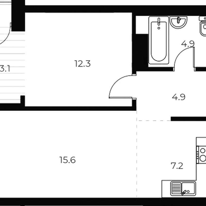 1-комнатная квартира 48 м² в 1 корпусе в ЖК «OSCAR»