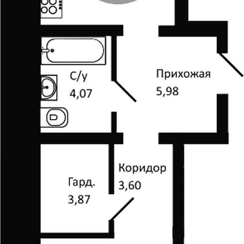 1-комнатная квартира 54,18 м² в доме 2 в ЖК «Одоевский»