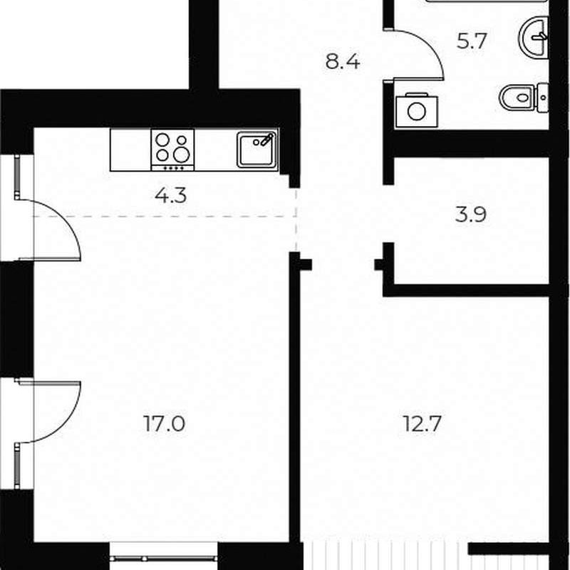 1-комнатная квартира 56,4 м² в 1 корпусе в ЖК «OSCAR»