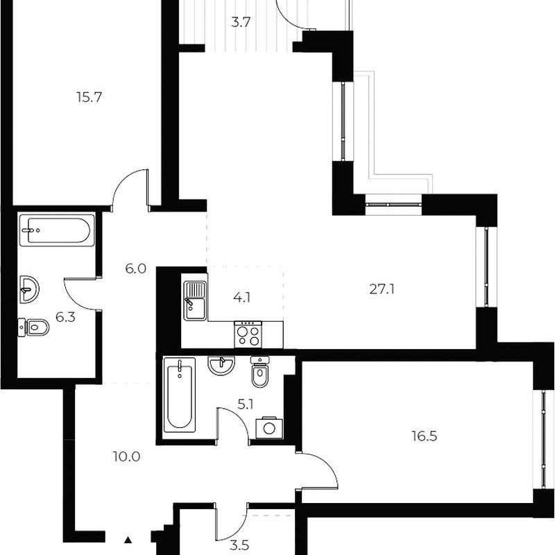 2-комнатная квартира 98,1 м² в 1 корпусе в ЖК «OSCAR»