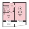 1-комнатная квартира 41 м² в доме 901 в ЖК «Династия»