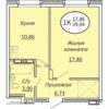 1-комнатная квартира 39,04 м² в ЖК «Пролетарский»