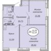 2-комнатная квартира 62,24 м² в ЖК «Пролетарский»