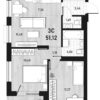 2-комнатная квартира 51,12 м² в 1 доме в ЖК «Оптимисты»