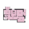 3+ комнатная квартира 78 м² во 2 доме в ЖК «Тетрис на Серафимовича»