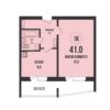 1-комнатная квартира 41 м² в доме 902 в ЖК «Династия»