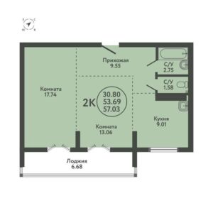 Планировки квартир Дом 1 | ГП 13.1 в ЖК Экополис Верх-Тулинский в Новосибирске