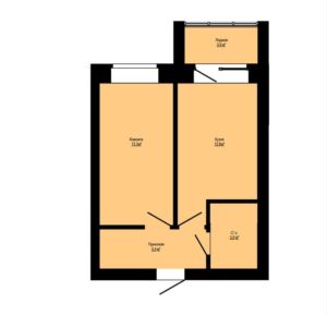 Дома 2.1; 2.3 - Планировка однокомнатной квартиры в ЖК Бердские Кварталы в Бердске