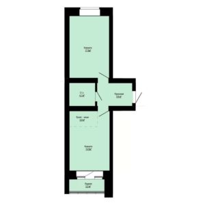 Дома 2.1; 2.3 - Планировка однокомнатной квартиры в ЖК Бердские Кварталы в Бердске