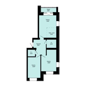 Дома 2.1; 2.3 - Планировка двухкомнатной квартиры в ЖК Бердские Кварталы в Бердске