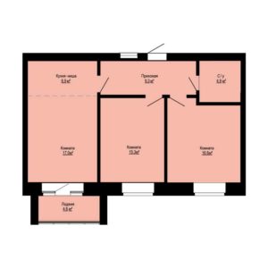 Дома 2.1; 2.3 - Планировка двухкомнатной квартиры в ЖК Бердские Кварталы в Бердске