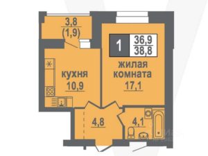 Дома 10; 11 - Планировка однокомнатной квартиры в ЖК Никольский в Кольцово