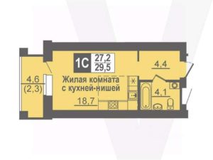 Дом 21 - Планировка студии в ЖК Никольский в Кольцово