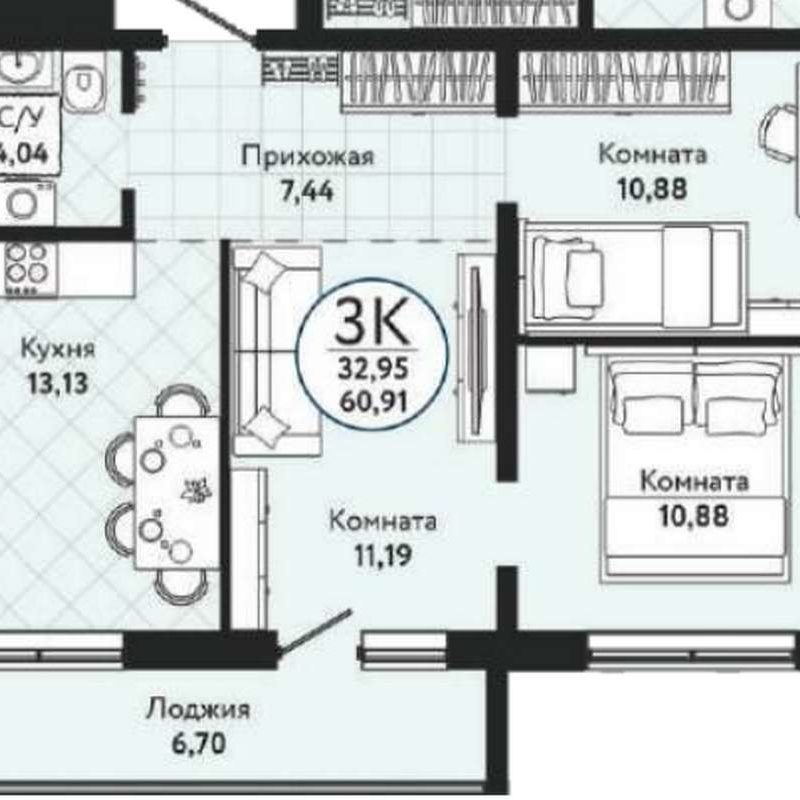 Квартира в 4 доме в ЖК Одоевский в Новосибирске