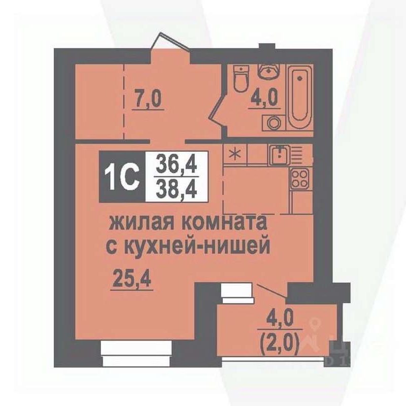 Дома 10; 11 - Планировка студии в ЖК Никольский в Кольцово