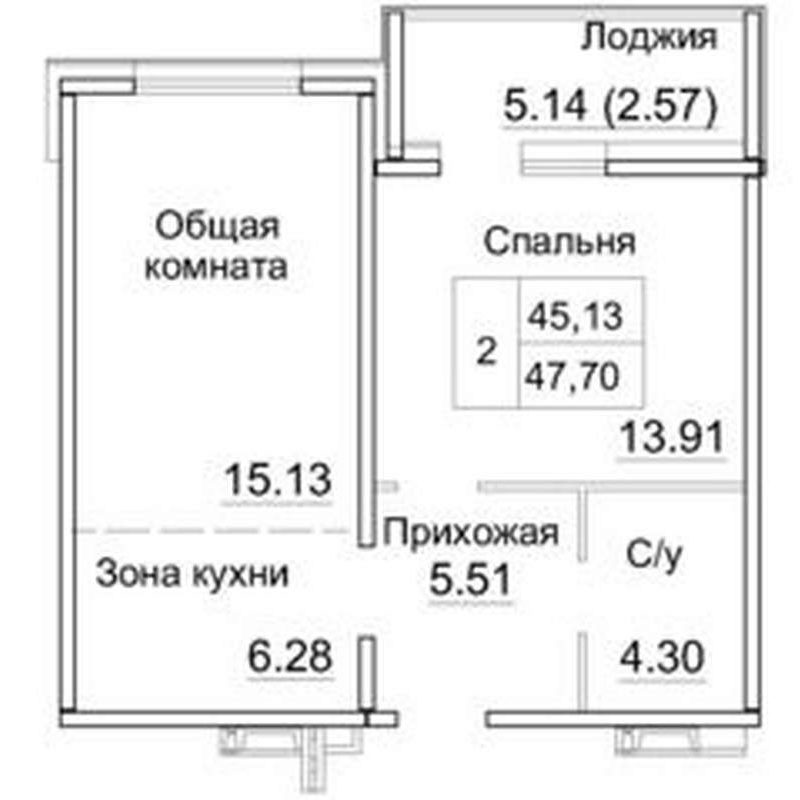 Дома 12а; 12б - Планировка однокомнатной квартиры в ЖК Кольца в Краснообске