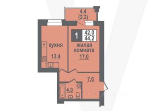 Дома 10; 11 - Планировка однокомнатной квартиры в ЖК Никольский в Кольцово