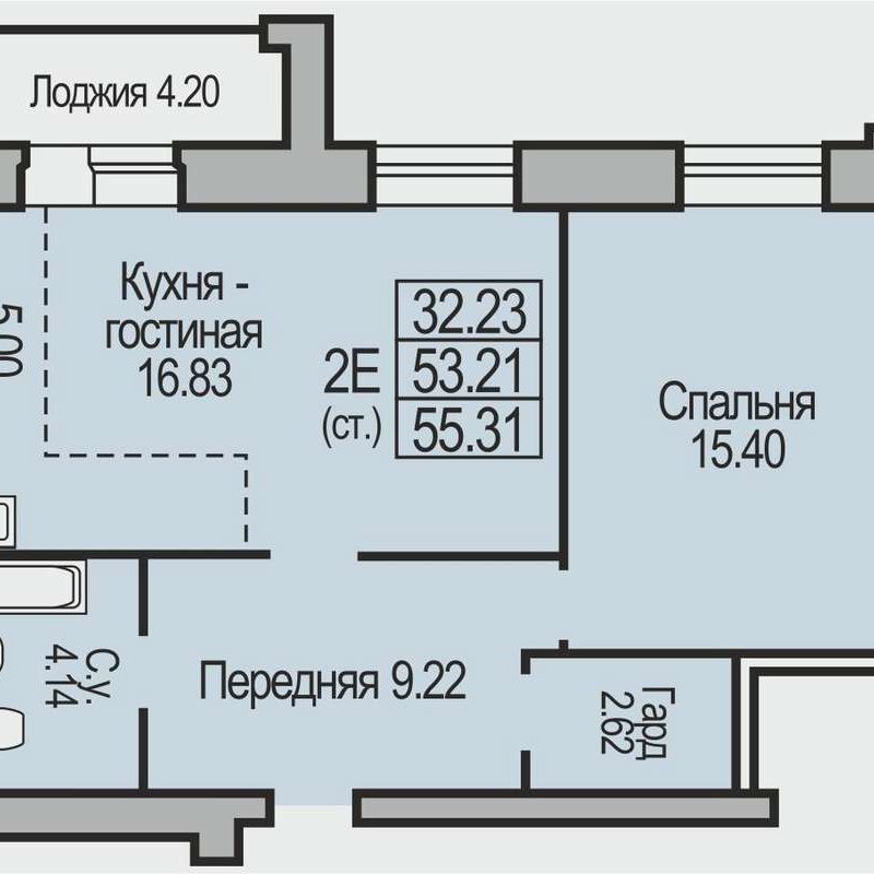 Салаирская 9 - Планировка двухкомнатной квартиры в ЖК Поэзия в Бердске