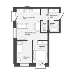 Дома 1-8 - Планировка двухкомнатной квартиры в ЖК Мечта в Новосибирске