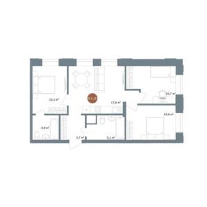 Дом 2 | Секция 7 - Планировка трехкомнатной квартиры (и больше) в ЖК 19/56 Кварталы Телецентра в Новосибирске