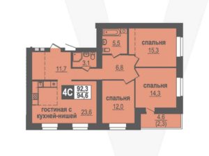 Дом 12 - Планировка трехкомнатной квартиры (и больше) в ЖК Никольский в Кольцово