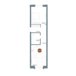 Дом 2 | Секция 6 - Планировка однокомнатной квартиры в ЖК 19/56 Кварталы Телецентра в Новосибирске
