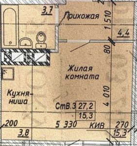 Дом 1 - Планировка студии в ЖК Ленина 114 в Бердске