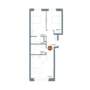 Дом 2 | Секция 6 - Планировка двухкомнатной квартиры в ЖК 19/56 Кварталы Телецентра в Новосибирске