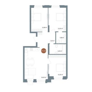 Дом 2 | Секция 6 - Планировка трехкомнатной квартиры (и больше) в ЖК 19/56 Кварталы Телецентра в Новосибирске