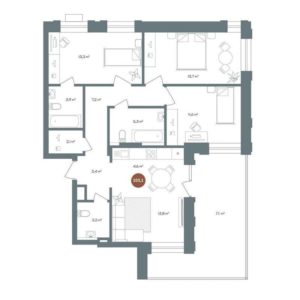 Дом 1 | Секция 1 - Планировка трехкомнатной квартиры (и больше) в ЖК 19/56 Кварталы Телецентра в Новосибирске