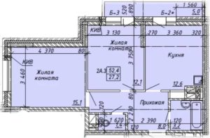 Дом 1 - Планировка двухкомнатной квартиры в ЖК Ленина 114 в Бердске