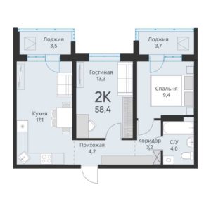 Дом 1 - Планировка двухкомнатной квартиры в ЖК Свои люди в Оби