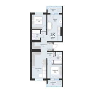 Дом 1 - Планировка трехкомнатной квартиры (и больше) в ЖК Свои люди в Оби