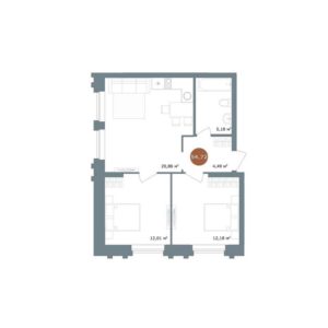 Дом 2 | Секция 5 - Планировка двухкомнатной квартиры в ЖК 19/56 Кварталы Телецентра в Новосибирске