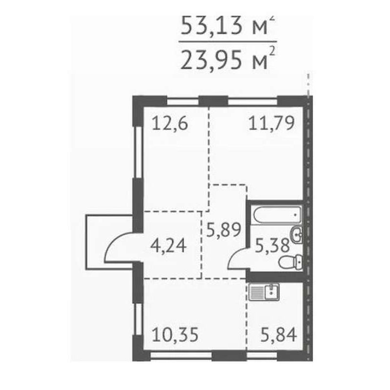 Дома 1-25 - Планировка двухкомнатной квартиры в ЖК Морион в Бердске