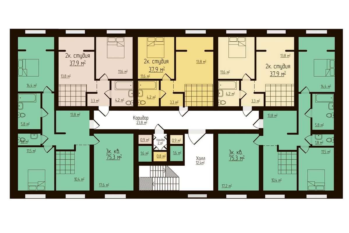 3-комнатная квартира 75 м² в ЖК Школьный в Бердске