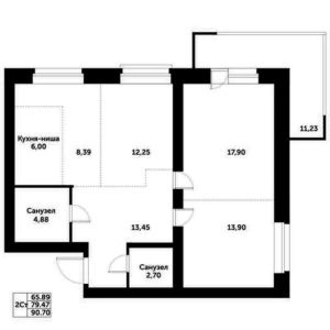 Дом 9 - Планировка трехкомнатной квартиры (и больше) в ЖК Спектр в Кольцово
