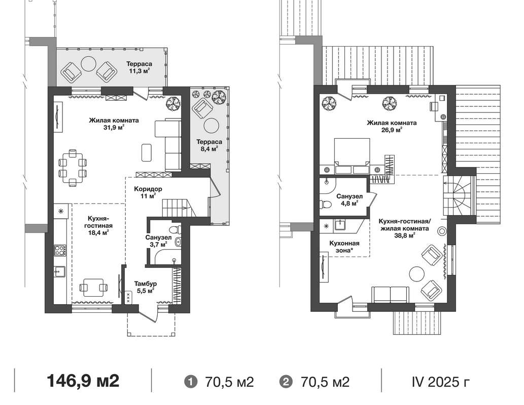 3-комнатный таунхаус 146,9 м² в 18 доме в ЖК Ясный в Октябрьском