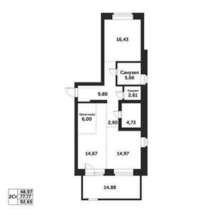 Дом 9 - Планировка двухкомнатной квартиры в ЖК Спектр в Кольцово