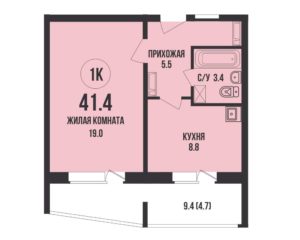 Дом 906 - Планировка однокомнатной квартиры в ЖК Династия в Новосибирске