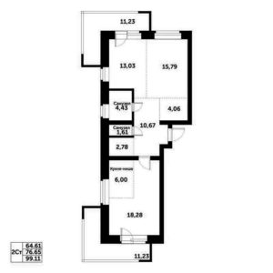 Дом 9 - Планировка двухкомнатной квартиры в ЖК Спектр в Кольцово