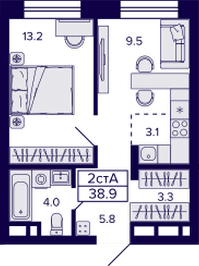 1-комнатная квартира 38,9 м² в ЖК Citatum в Новосибирске - Купить по цене  от застройщика