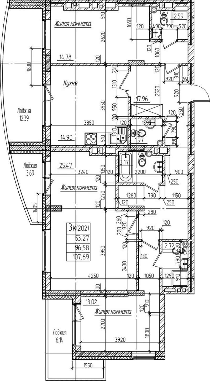 3-комнатная квартира 107,69 м² в ЖК Возрождение в Новосибирске - Купить по  цене от застройщика