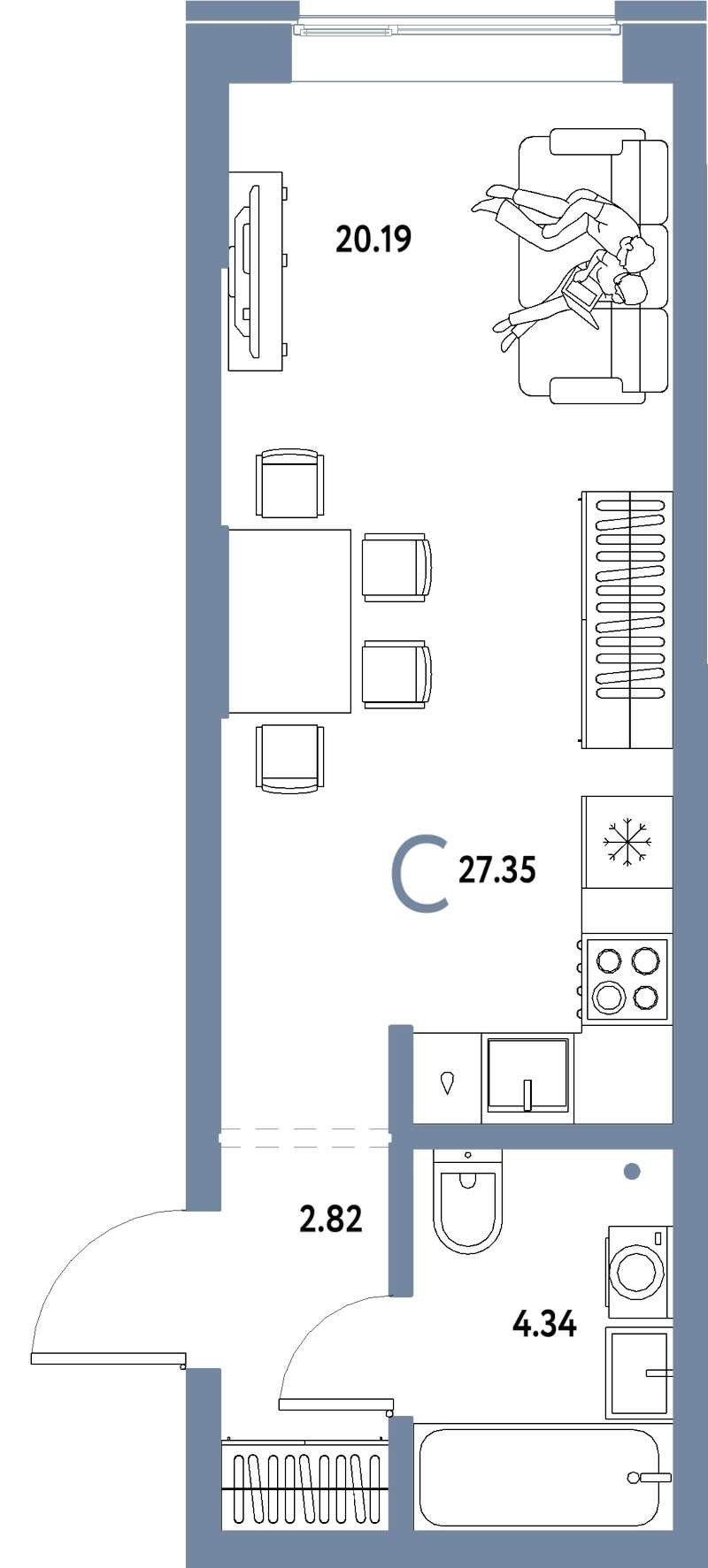 Квартира-студия 27,35 м² в ЖК Страна. Береговая в Новосибирске - Купить по  цене от застройщика